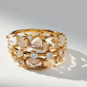 Anthropologie colorful ring trio April Birthstone / Faux Diamonds  NEW Size 10